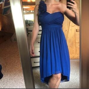 Elegant Royal Blue One-Shoulder Formal Dress Size 16